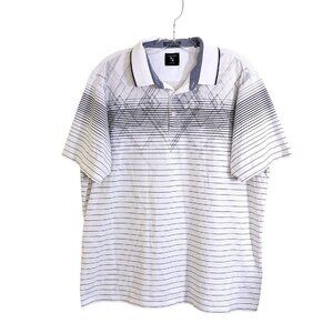 Mens Polo Size XL Black White Double Mercerized Cotton Striped Modango Milano